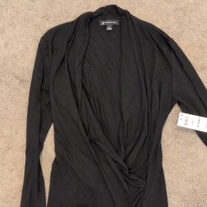 I-N-C Elegant Black Drape Top